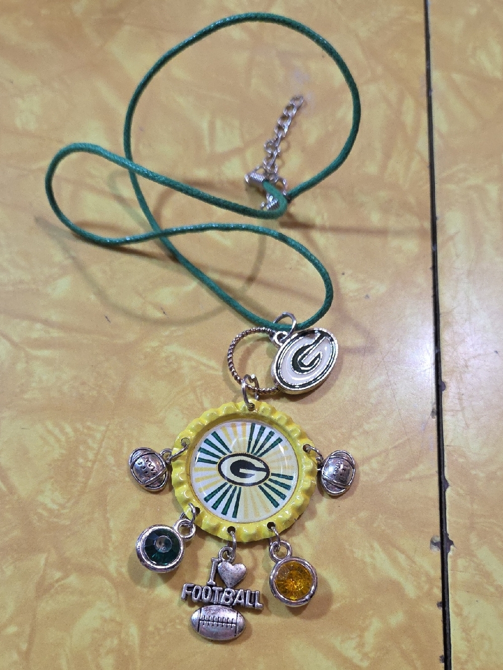 #G Green Bay Packers Football Charm Pendant Necklace - Unbranded